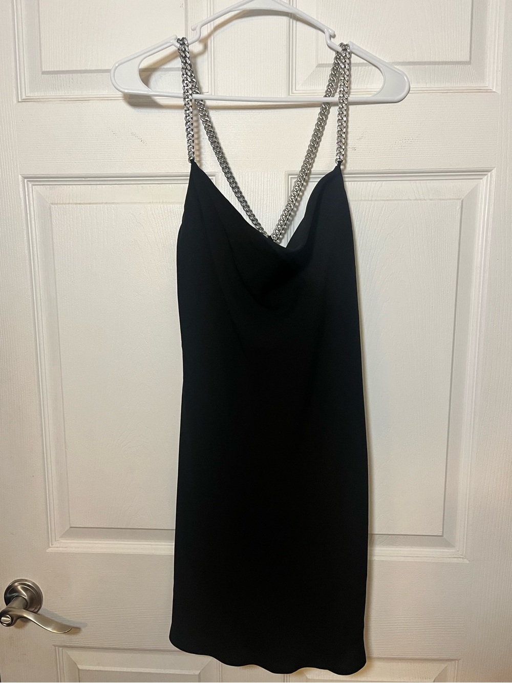 ZARA Black Mini Slip Dress with Silver Chain Straps